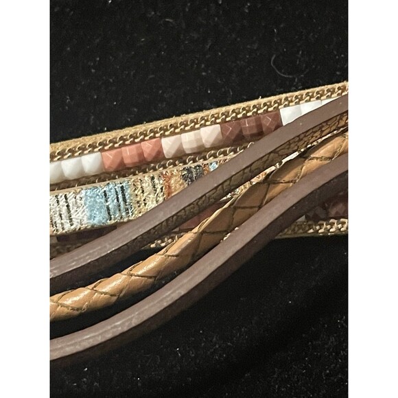 Fashion Multi-layer Leather Crystal Wrap Bracelets with Magnetic Buckle - Picture 5 of 11